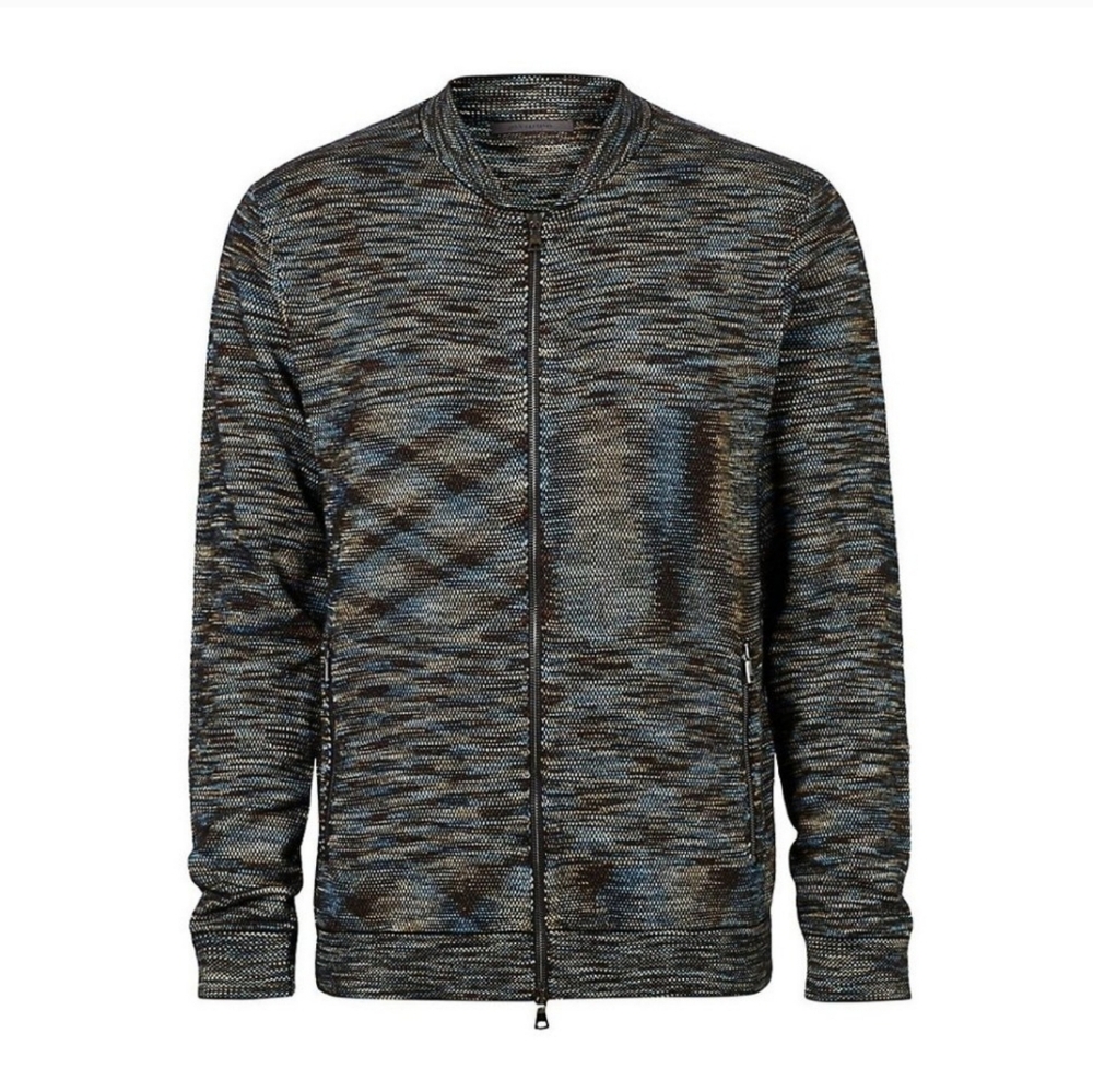 John Varvatos Collection Men's Sylvan Baseball Jacket Space Dyed Blue Topaz M - Picture 4 of 16